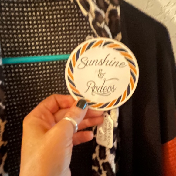 Sunshine & Rodeo- 
Leopard Print, Colorblock  Open Cardigan Sweater - Picture 6 of 8